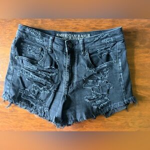 American Eagle Outfitters Black Distressed Denim Cutoff Shorts